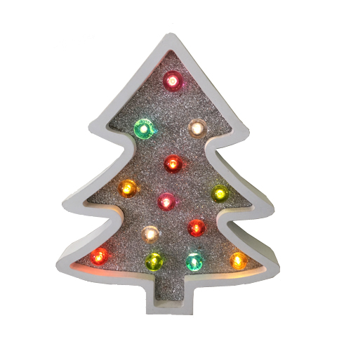 MDF Christmas tree with colourful lights