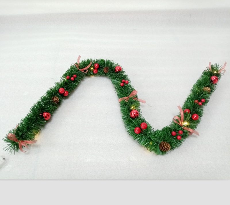Christmas tinsel garland 120cm pre-decorated
